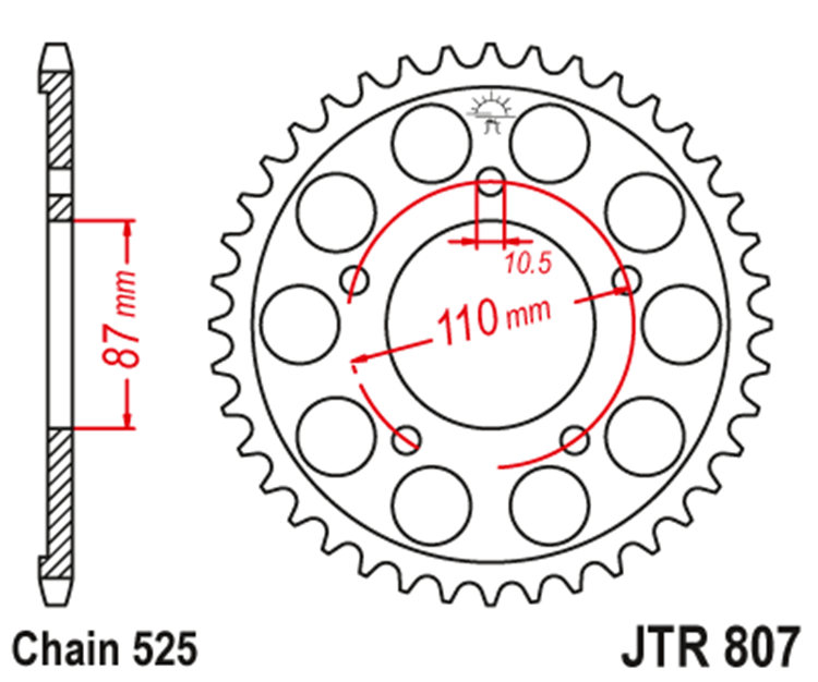 CORONA JT 807 de acero con 47 dientes